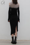marc le bihan color block off shoulder dress 2869 E23 black/mastic black/mastic